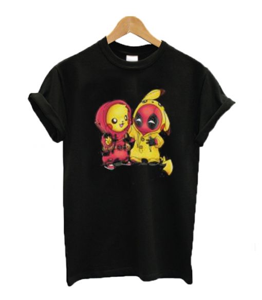 Baby Pikachu Pokemon and Deadpool T-shirt