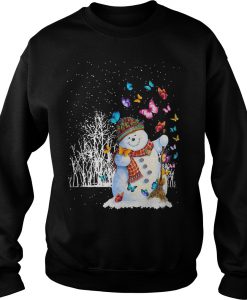 Christmas snowman and butterflies Sweatshirt