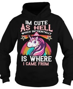 I’m cute as hell which incidentally is where I came from Unicorn Hoodie