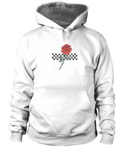 Rose and Checkered Graphic Hoodie