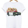 Burning Police Car T-shirt