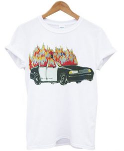 Burning Police Car T-shirt