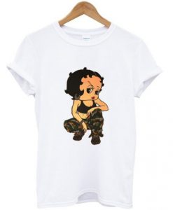 Betty Boop Soldier Camo T Shirt