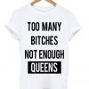 Too Many Bitches Not Enough Queens T-shirt