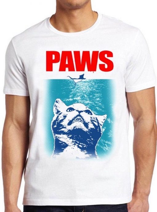 Paws T Shirt Jaws Cat Kitten Funny Parody T-Shirt