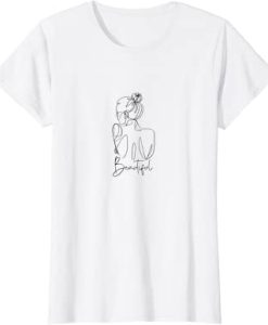 Beautiful Woman One Line Drawing T-Shirt