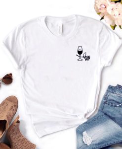 Wine And Rose Chest Print T-Shirt