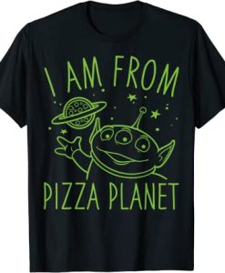 Neon Green Alien Pizza Planet T-Shirt