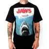 Jaws Movie Poster Black Distressed Logo T-Shirt