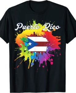 Puerto Rico Flag Gay Colorful Splash T-Shirt