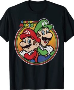 Super Mario & Luigi Brothers Circle Graphic T-Shirt