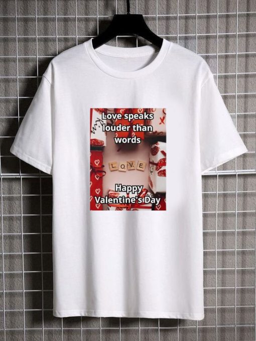 Love Speaks Louder Than Words Happy Valentine's Day Essential T shirt AL