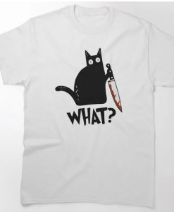 Cat What Murderous Black Cat With Knife T-Shirt AL