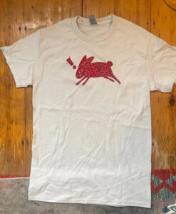 Red Rabbit on Grey T-Shirt AL